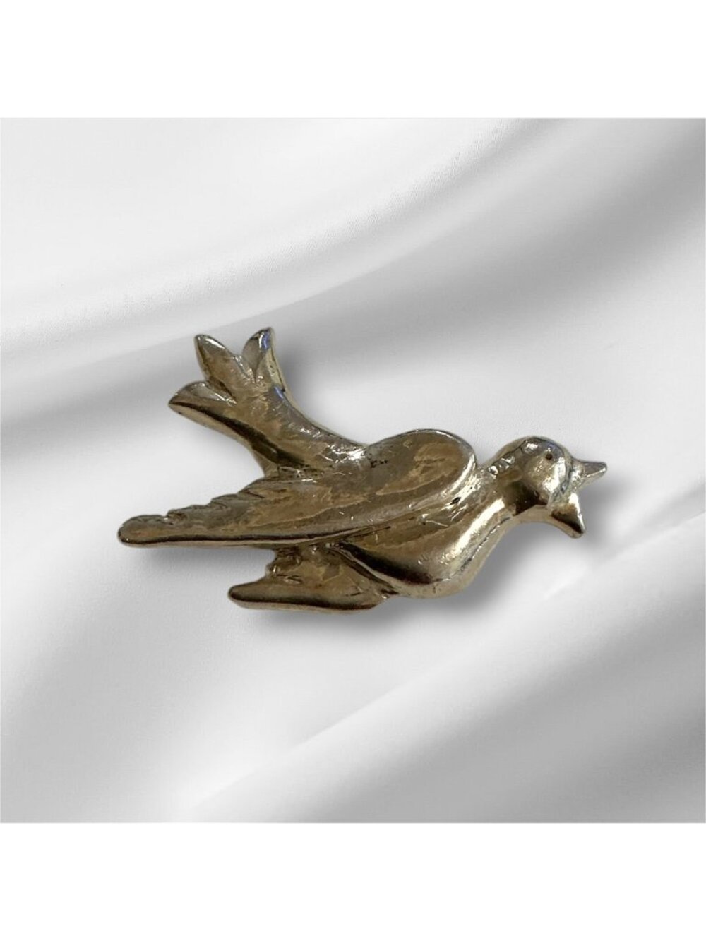 Vintage Sterling Silver Bird Brooch Pin 1.25"x0.5" Elegant Jewelry Piece